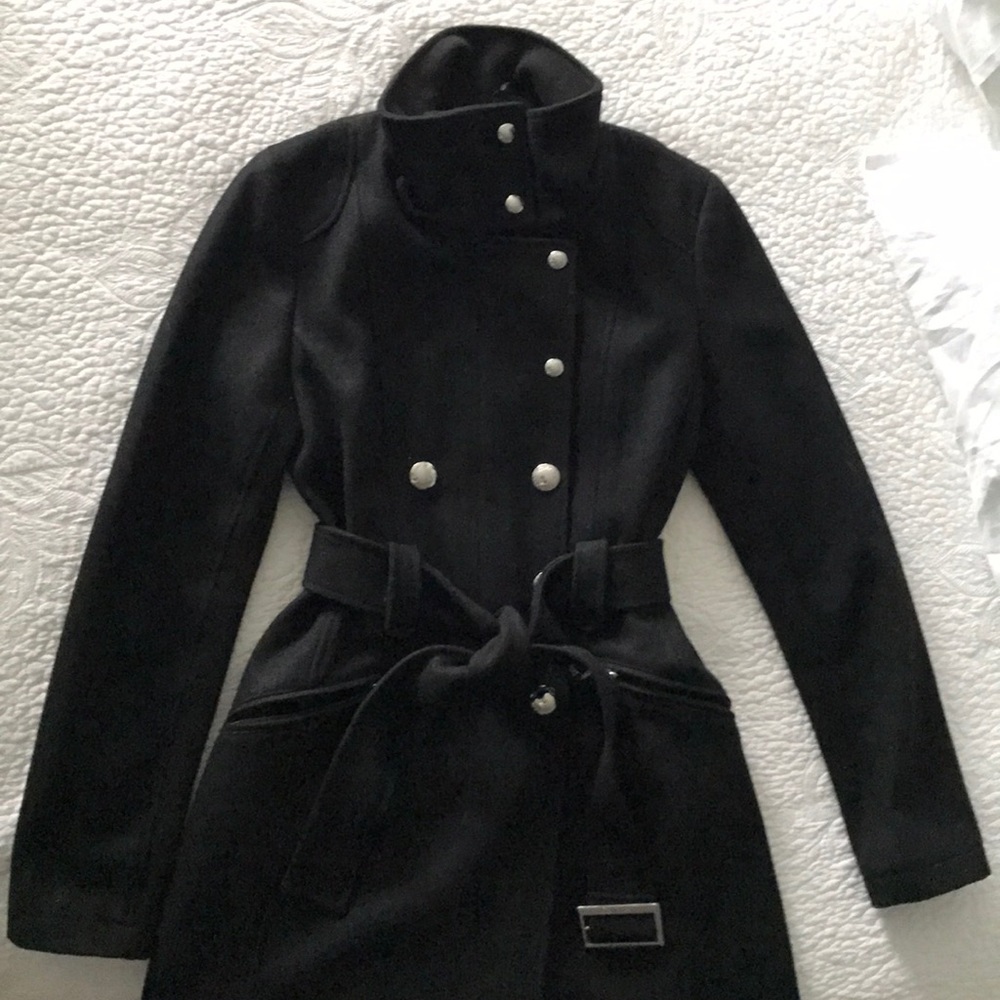 NEW Calvin Klein Black Wool Trench Coat XS | 0